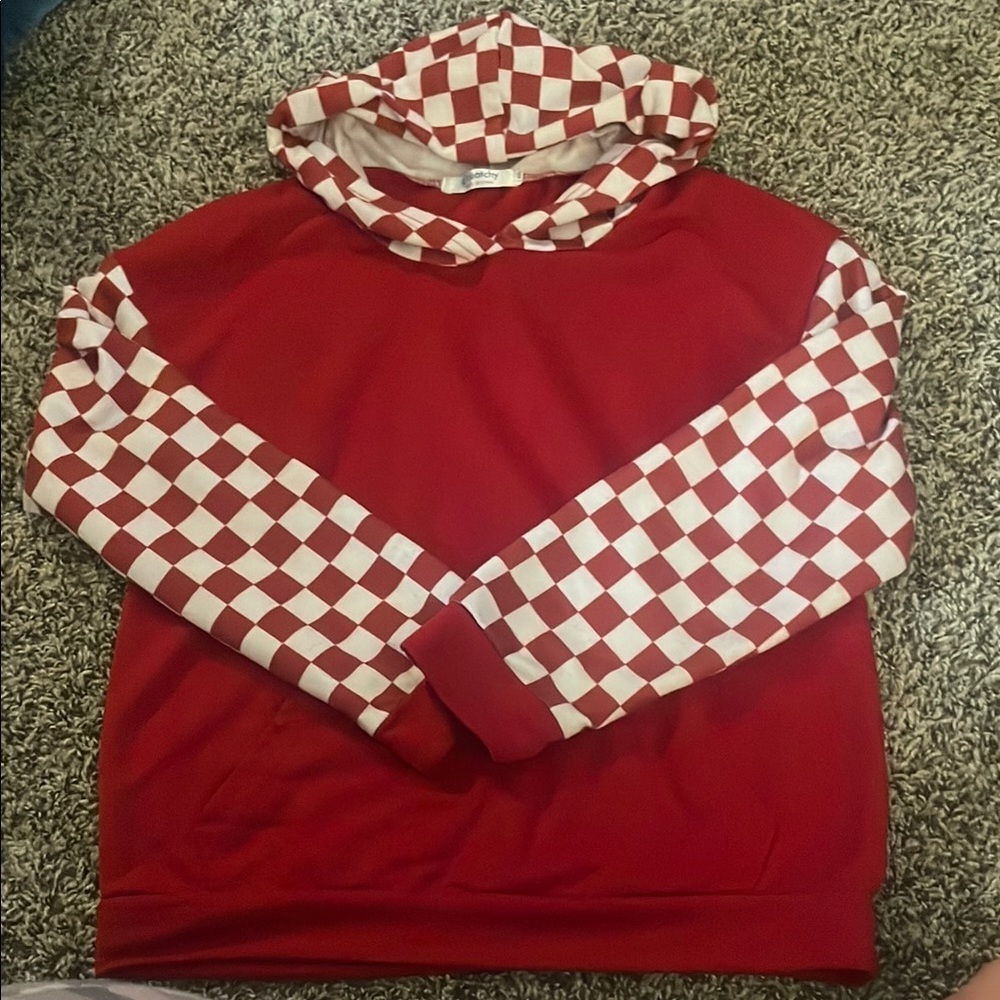 Kids Red Checkered Hoodie - Picture 1 of 6